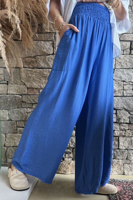 Basso Shirring Wide Leg Pant Soft Cobalt